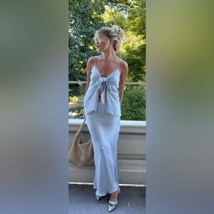 Djerf Avenue tie tank top in baby blue. Size small.